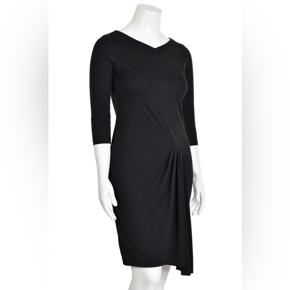 David Meister Black Drape Front Knit Dress - Picture 3 of 5